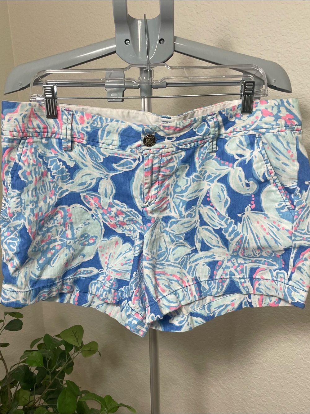 Lilly Pulitzer Callahan Shorts Size 12 Blue Butterfly Print Cotton